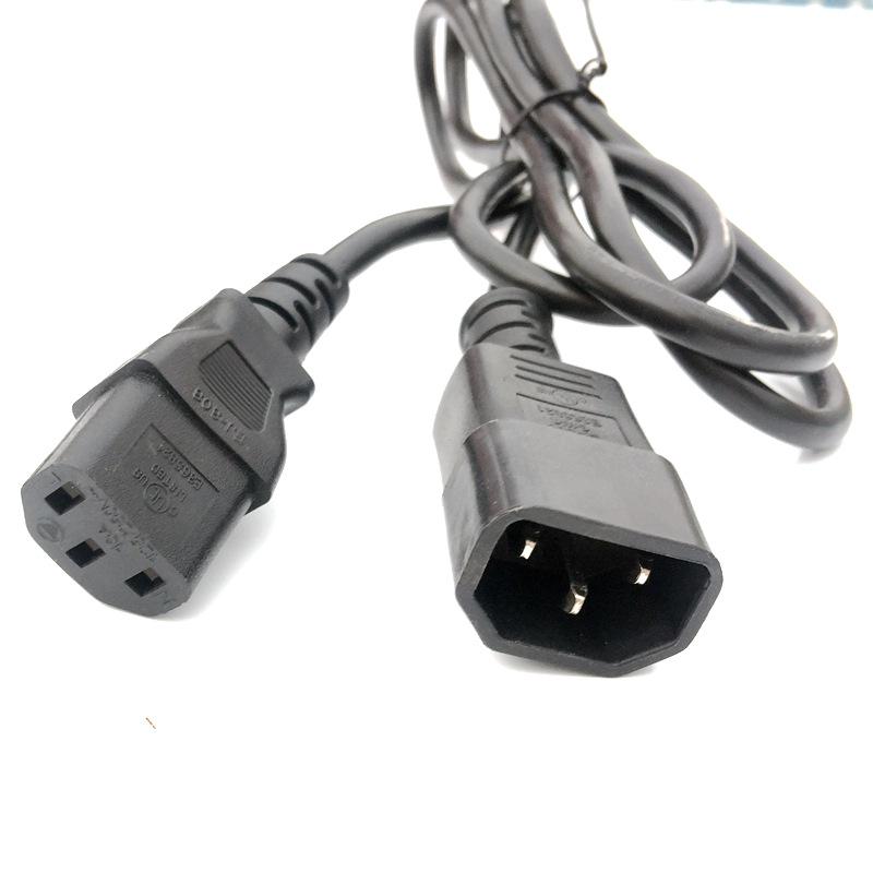 Type C14 to NEMA 5-15R US Standard Three-Pin Female Connector Extension Cord 10A/13A/15A