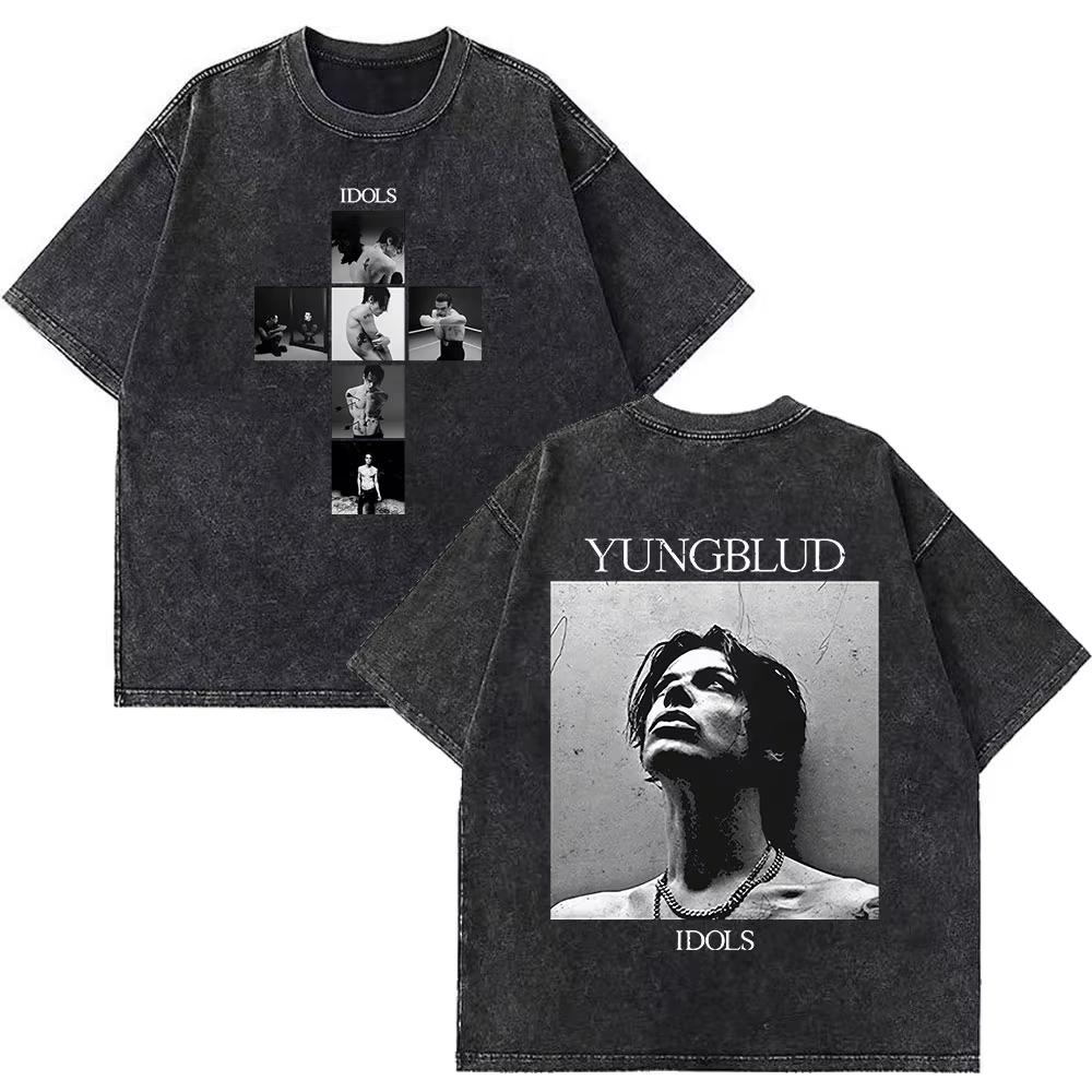 Yungblud IDOLS Мировой Тур Мерч Ретро Стирка Футболка Мужская Женская Хип-Хоп Рок Короткий Рукав Футболки Оверсайз Футболки