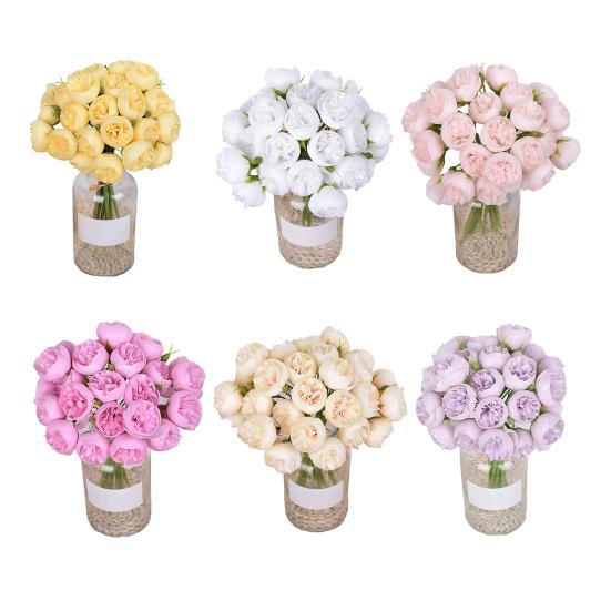 Имитация букета пионов Реалистичные на ощупь Не увядающие 27 головок Искусственные цветы DIY композиции