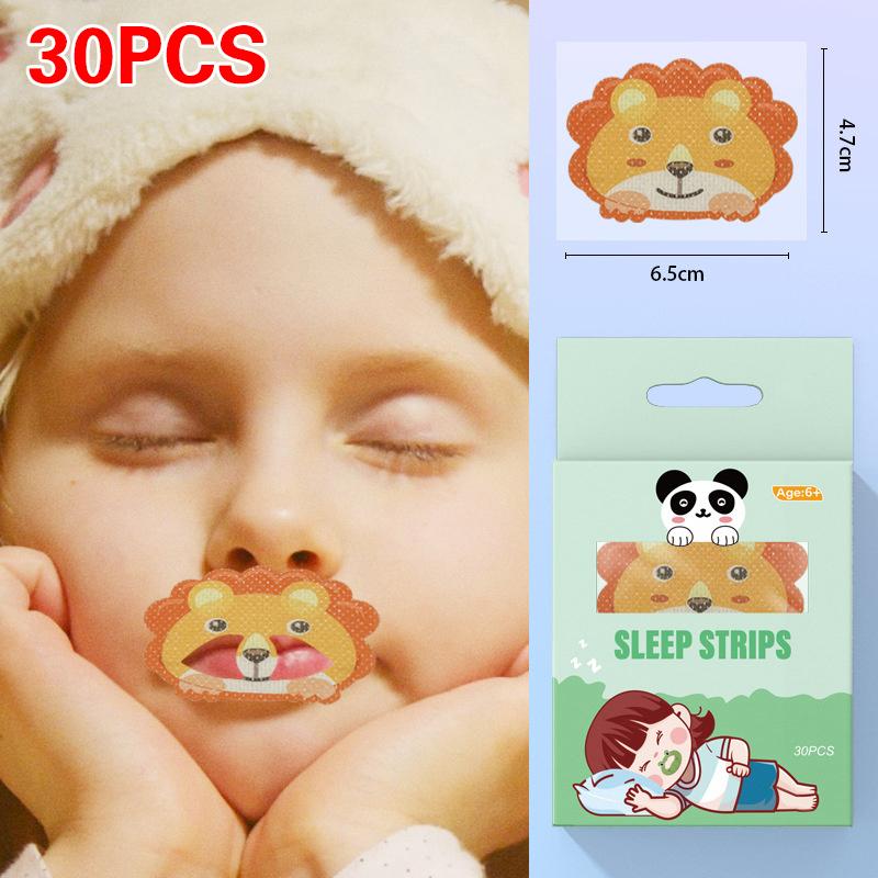 30Pcs Cartoon Anti-Snoring Stickers for Kids Sleeping Closed-Mouth Breathing Correction Nose Shaping Orthosis Tape 'Shut Up'