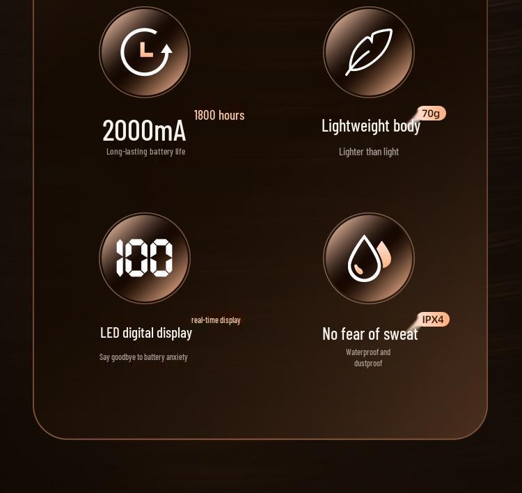 Спортивные Bluetooth-наушники-ожерелье BT-8 со слотом для карты, аккумулятором большой емкости, цифровым дисплеем и шумоподавлением