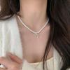 Женское модное колье-цепочка с жемчужным бантом - Роскошное, Универсальное, Модное, Легкое и Стильное