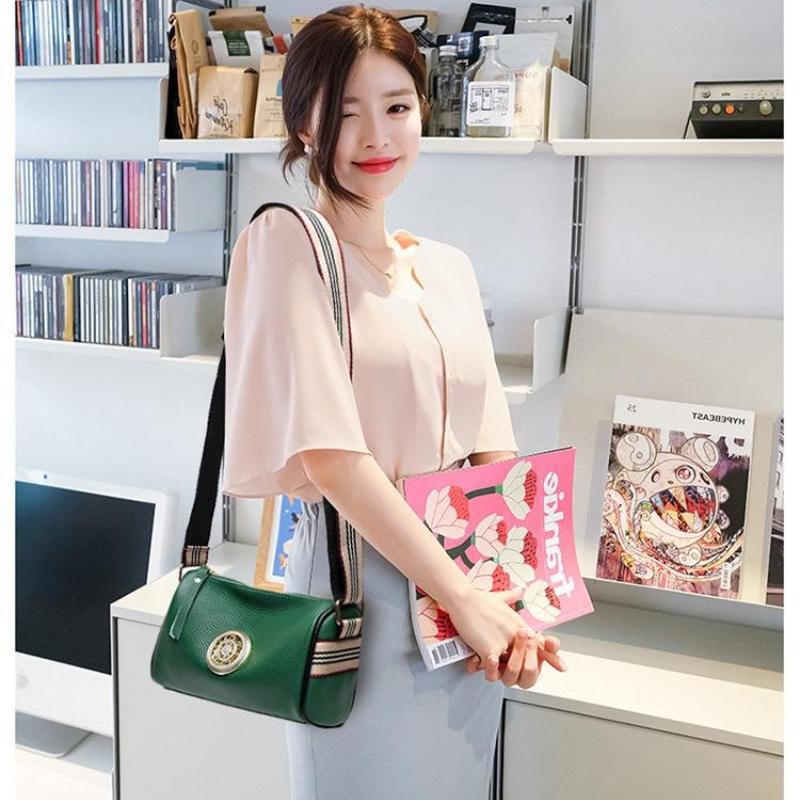 1 шт. Женская одноплечевая сумка-мессенджер из натуральной кожи - Мода, сумка-подушка из коровьей кожи с широким ремнем