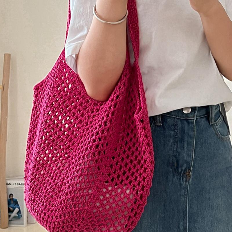 Spacious Cotton Woven Shoulder Bag for Women Ideal for Travel