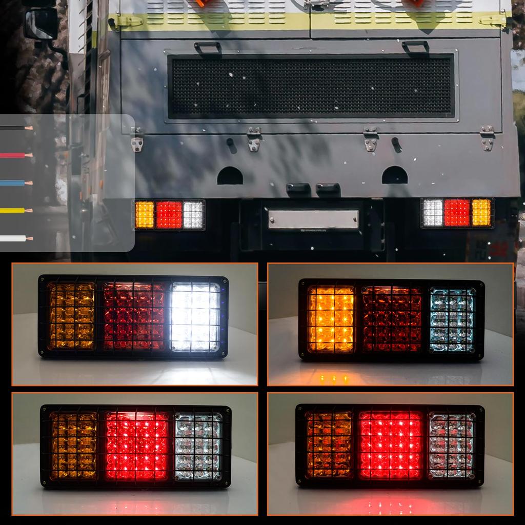 Biqing Truck Tail 24V IP65 LED Trailer Tail Compatible with 2-Piece Lights, Waterproof, High-Brightness Lights, 24V/12V