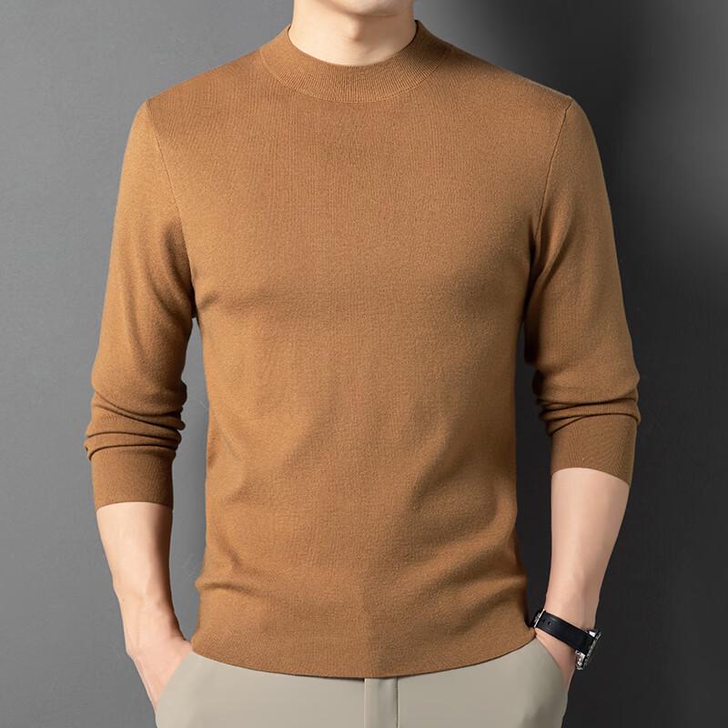 Men's Solid Half-High Neck Pullover Sweater