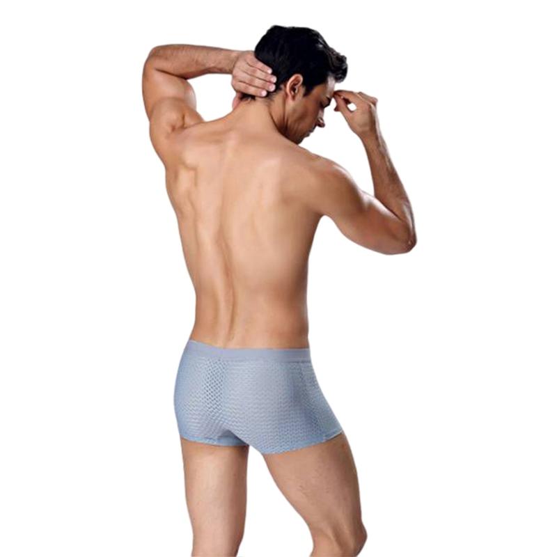 Мужские тонкие трусики, сетчатые сексуальные дышащие шорты-боксеры из ледяного шелка