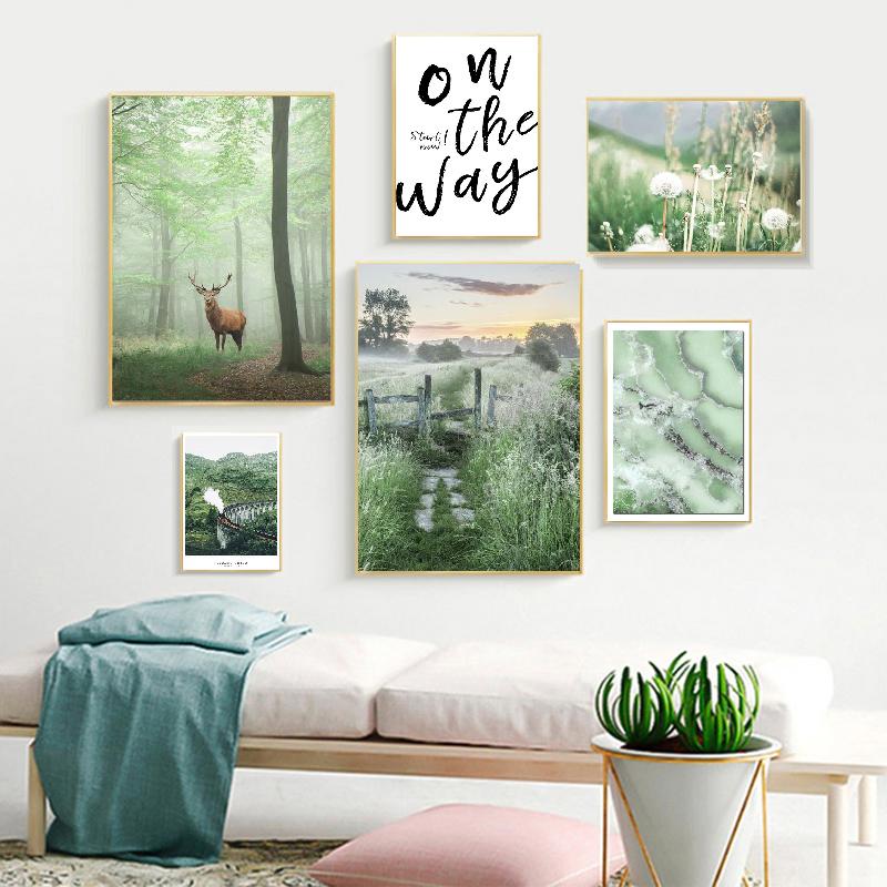 Скандинавский пейзаж, горный лес, зеленая природа, скандинавский пейзаж, картина, постер, настенное художественное украшение с принтом