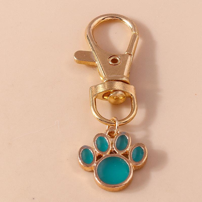 Cute Enamel Puppy Dog Cat Paw Keychain Footprint Keyring Pendants for Car Key Holder Handbag Decor DIY Pet  Jewelry  Gifts