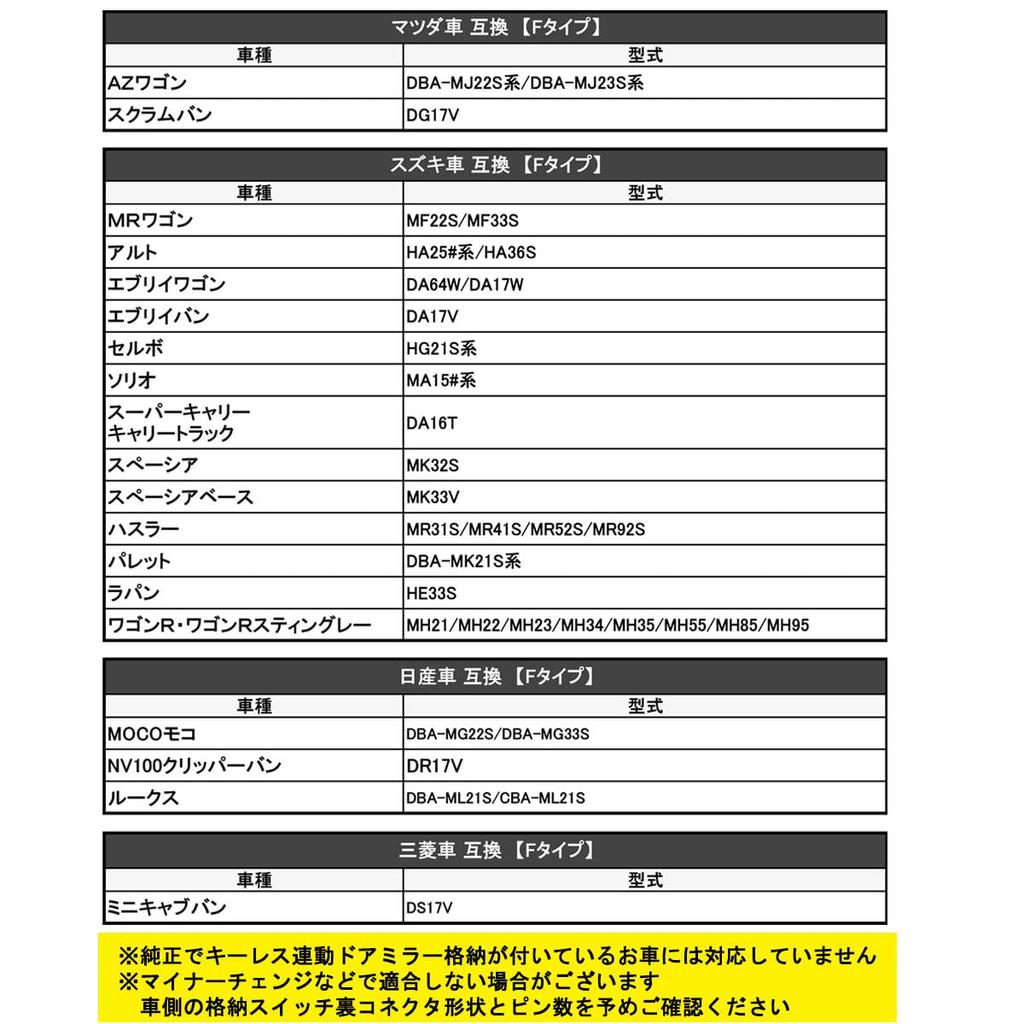 Комплект для хранения зеркал заднего вида с бесключевым сцеплением, тип F, 12 контактов, совместим с Autoagency для Wagon R MH85