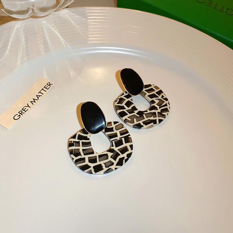 Серьги-подвески Геометрические с бантом Сердце леопарда Серебряная игла - Трендовый корейский стиль для женщин