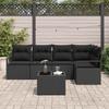 6 Piece Black Poly Rattan Sofa Set with Cushions
