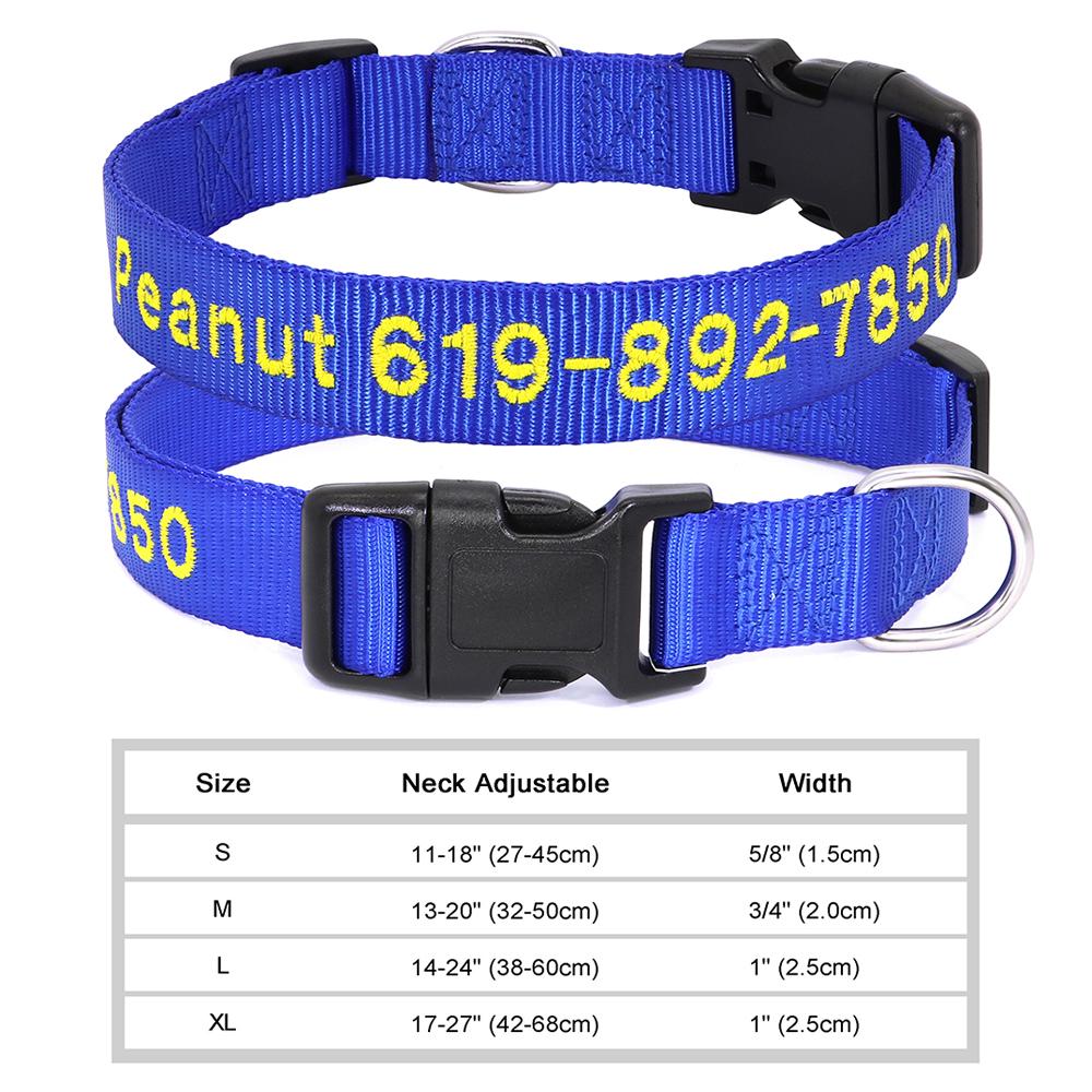 Personalized Embroidered Dog Collar Perro Nylon Custom Pet Puppy Kitten ID Name Accessories Collars For Small Medium Large Dogs