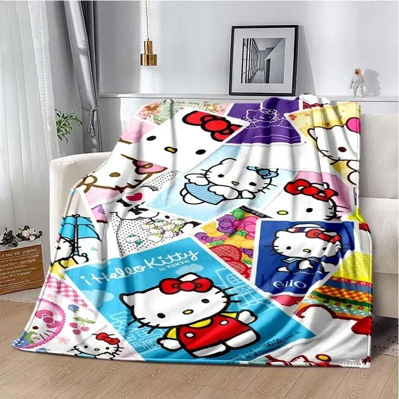 HelloKitty Cartoon Anime kawaii Blanket for Kids Super Soft Cute Blanket for Travel Bedding Couch Sofa Bed Blanket Birthday Gift