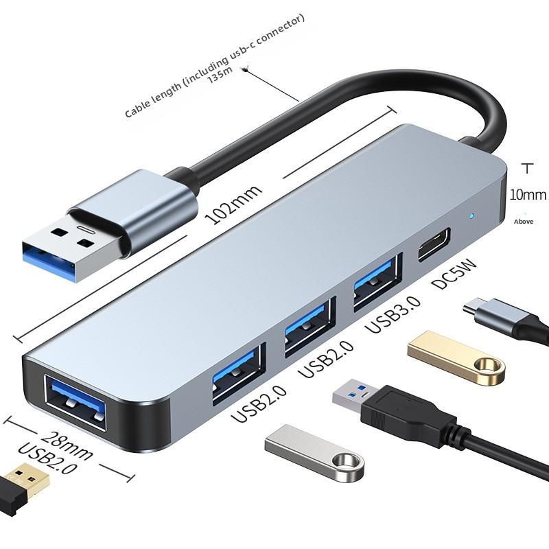 Адаптер-хаб Type C на USB 3.0 для ноутбука MacBook, расширение на 4 порта, высокоскоростная передача данных, разветвитель