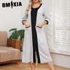 Long Knit Women's Cardigan Pocket Autumn and Winter Large Size Seven Sleeve Zip Nightgowns