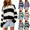 Sweatshirts For Women Oversized Long Sleeve Casual  Striped  Fall Half Zip V Neck Color Block Pullover Sweatshirts Tops