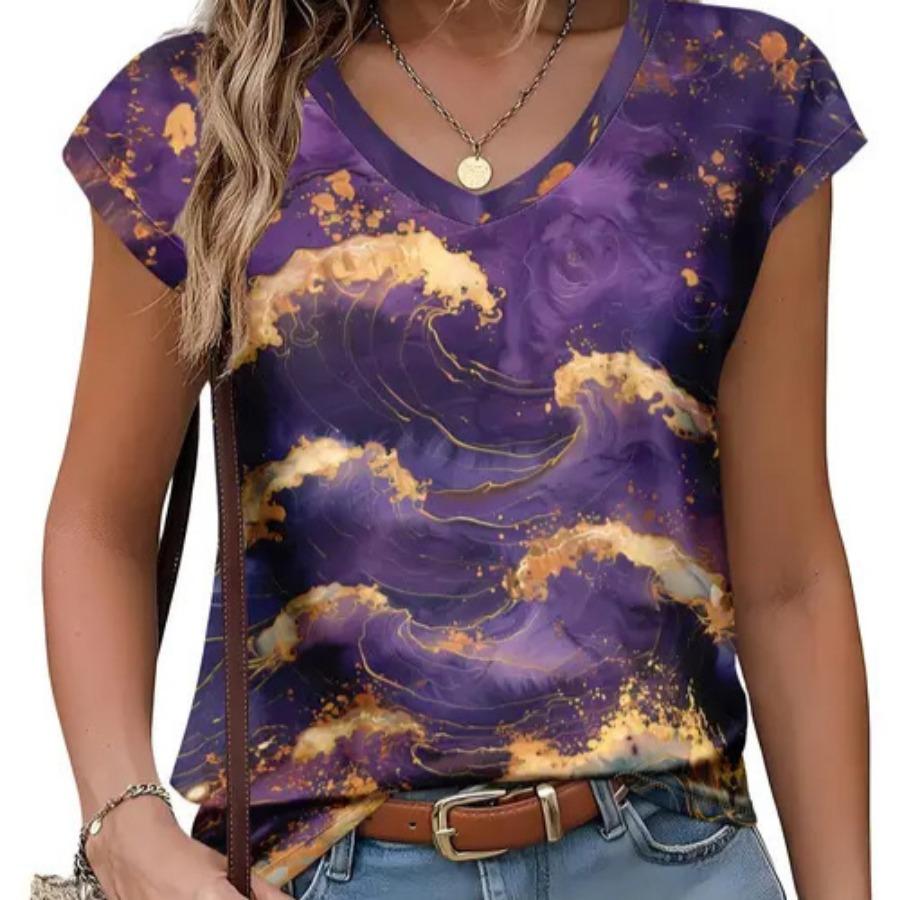 Женская модная летняя новая повседневная универсальная футболка с принтом