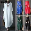 Women Long Loose Summer Casual Dress Linen Cotton Plus Size