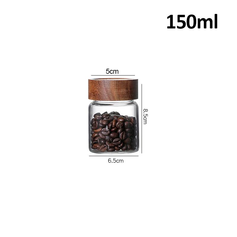 Деревянная крышка Стеклянная герметичная банка для хранения на кухне Бутылки Банки Контейнеры для еды Зерна Чай Кофе Зерна Контейнеры для конфет