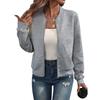 Women's Autumn and Winter Solid Color Texture Zipper Casual Pilot Jackets