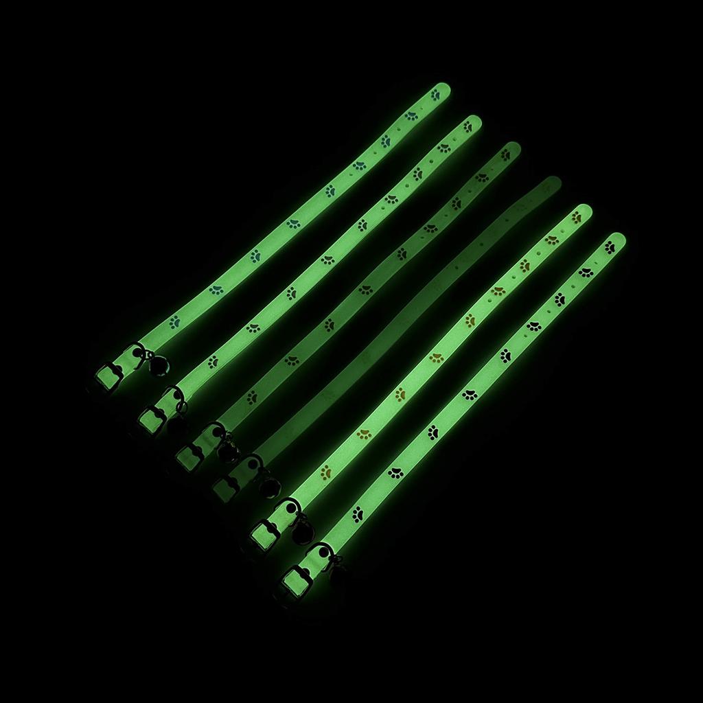 Светящееся ожерелье с изображением кошки, светящийся ошейник для маленьких собак и кошек, флуоресцентный силиконовый ошейник с защитой от потерь, ошейник-колокольчик для кошек, кольцо на шею, аксессуары для домашних кошек