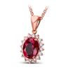 Sunflower Pendant Necklace with Pigeon Blood Ruby and Simulated 18K Gold Diamond On Rose Gold Clavicle Chain