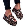 Распродажа новых женских туфель Новые модные сексуальные женские тапочки с леопардовым принтом Летние повседневные женские босоножки на толстой подошве на танкетке