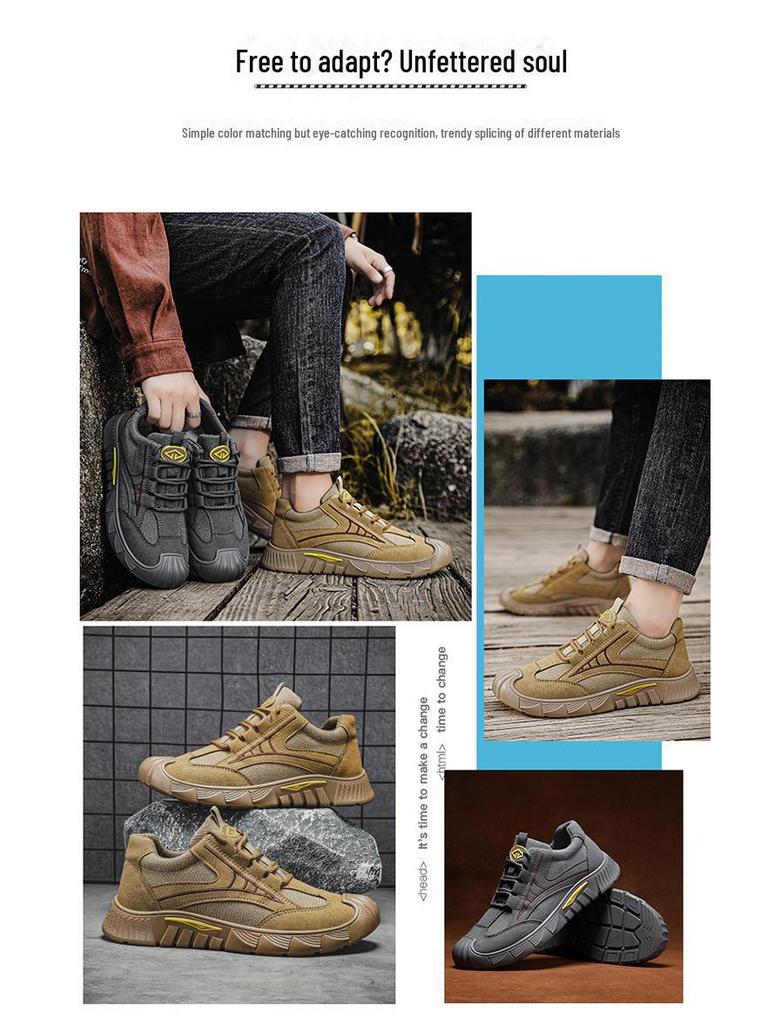 Новые осенние износостойкие мужские повседневные низкие рабочие туфли - удобные и модные для улицы и охраны труда