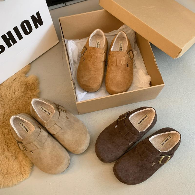 Версия из коровьей кожи~ Натуральная кожа и бархат женские зимние новые хлопковые туфли на одной педали туфли Дуду