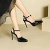 Fashion Spring New T-straps High Heel Leather Sole Pointed Party Women's Sandals Ladies Thin Heels Pumps Women Shoes