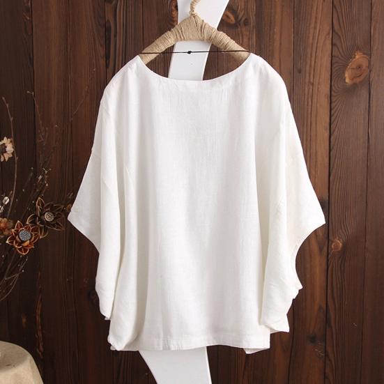 Женская блузка с круглым вырезом и рукавами «летучая мышь», свободный крой, женский однотонный свободный пуловер, топ