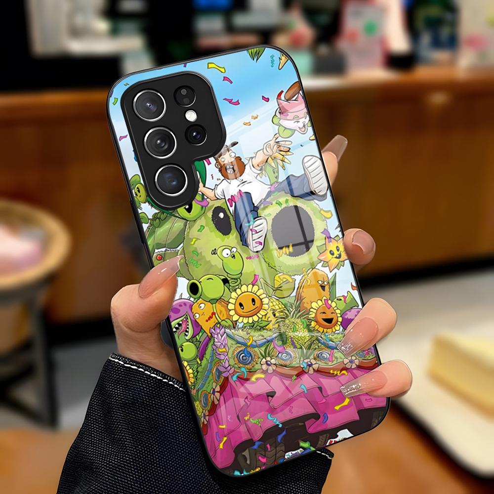 P-Растения Против. Чехол для телефона с зомби для Samsung S25 Plus S20 S20 Plus S22 Ultra S23 FE S21 Plus S21 Ultra Стеклянная крышка