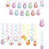 Easter Easter Party Supplies Spiral Hanging Garland Bunny Egg Pattern Balloons Rabbit Cake Topper