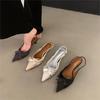 Французские туфли на высоком каблуке с заостренным бантом женские тонкие каблуки 2025 новый летний темперамент светская львица сумка голова сандалии обувь