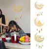 Muslim Eid Ramadan Wooden Hollowed Pendant Eid Golden Moon Hanging Decor Home Wall Decoration Gifts