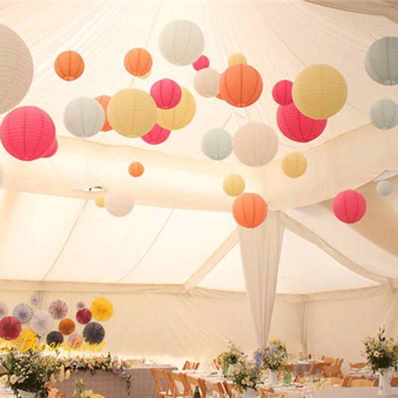 1pcs 20cm/25cm/30cm Colorful Chinese Round Hanging Paper Lanterns Lamps Paper Crafts Party Festival Wedding Home DIY Decoration