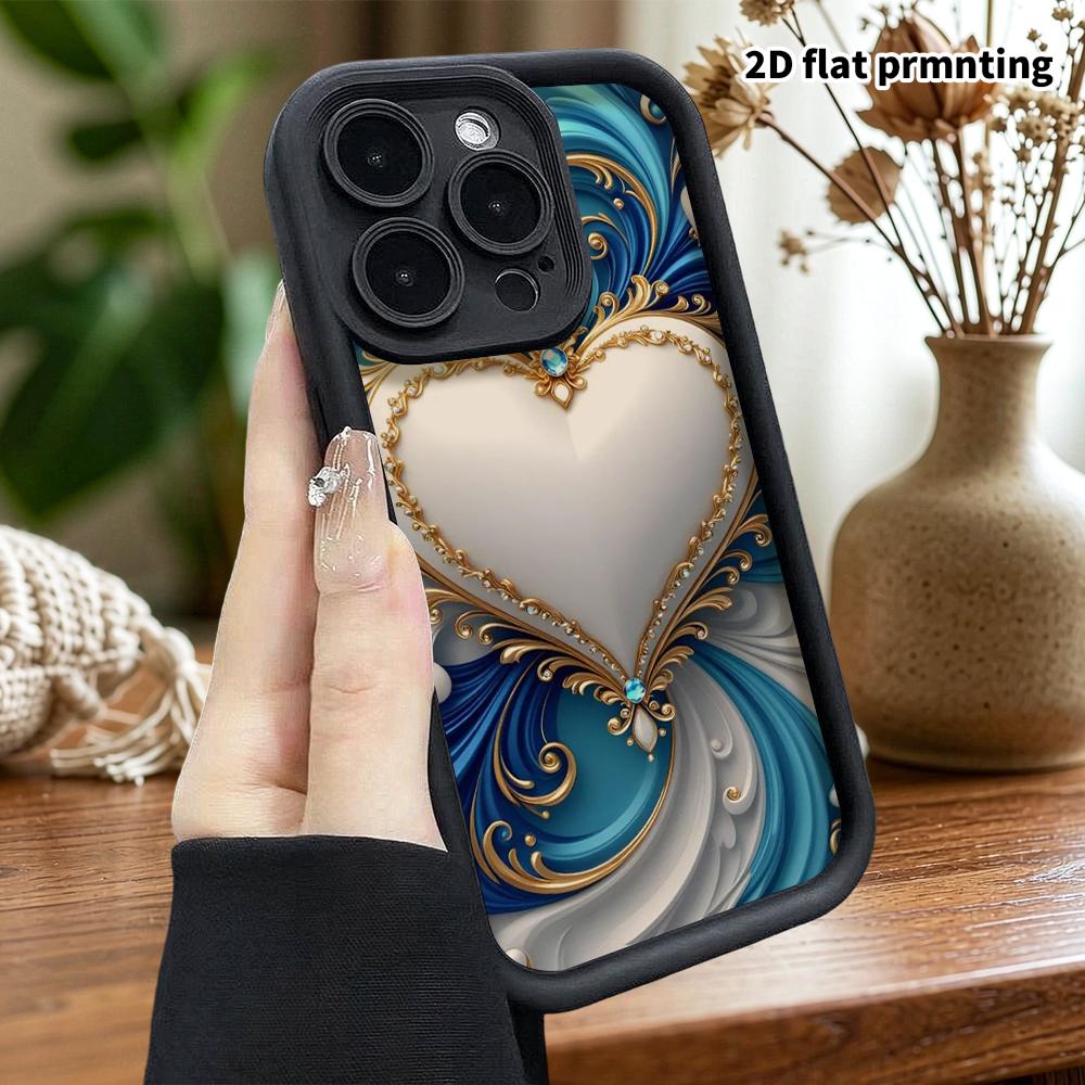 Phone case: 2D flat, suitable for iPhone 18 17 16 15 14 13 Pro protective case, carved heart, perfect Christmas and Halloween holiday gift