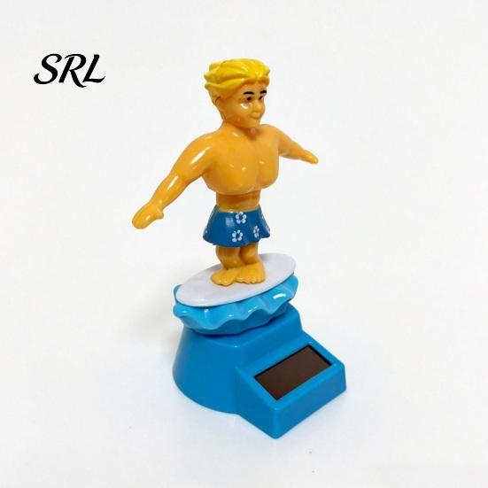 Solar Car Ornament Surfer Boy Nodding Toy, Cartoon Bobblehead for Red And Blue Figurine Dashboard, Auto Swing Shaking Figure Office Desk Motion