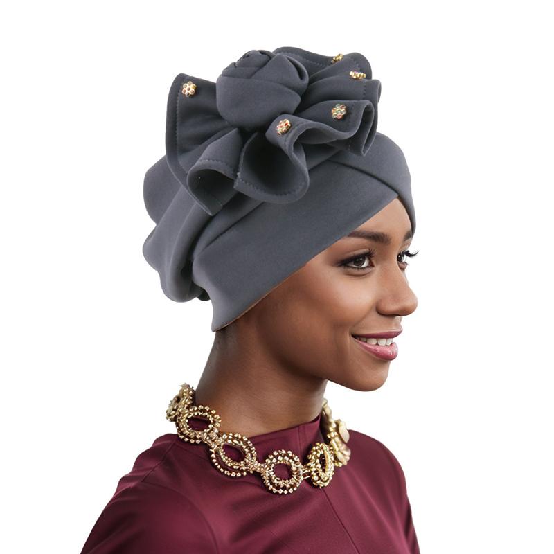 1 шт. индийская шапка в этническом стиле солнцезащитный хиджаб летний головной убор большой цветок мусульманский однотонный оборка головной убор тюрбан шляпа