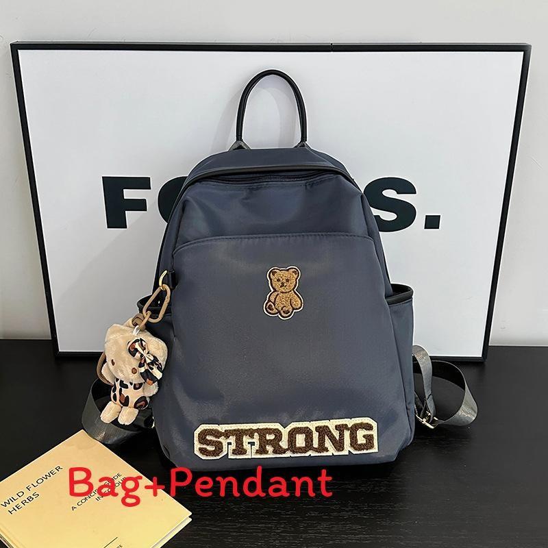 Cartoon Bear Backpack For Women With Nylon Material And Street Style For Daily Use