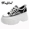 Fujin 9cm New Air Mesh Hollow Genuine Leather Platform Women Fashion Chunky Sneakers Breathable Summer Hidden Heels Casual Shoes