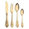 Retro Luxury Gold Silver Tableware Vintage Silverware 18/10 Stainless Steel Dinner Knife Fork Spoon Wedding Cutlery Western Dinnerware Set