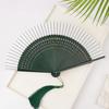 Элегантный резной складной веер из бамбука, классический складной веер с кисточками, винтажный ручной веер для свадьбы