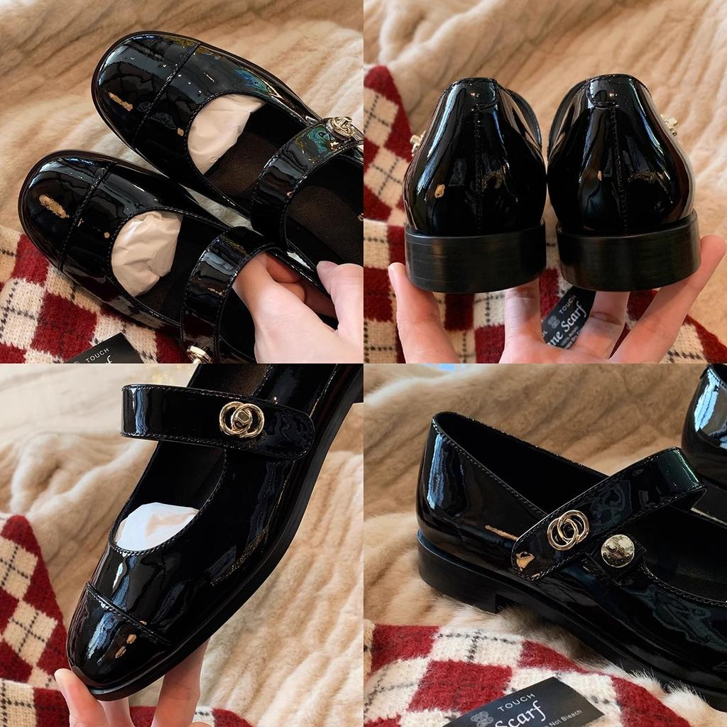 Fashion Hot Sale Vintage Black Patent Leather Mary Jane Shoes Women's Elegant Buckle Strap Low Heel Pumps