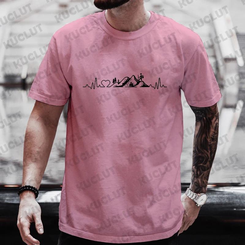 Clothing T-shirt for Unisex Mountain Ecg Graphic Y2k Tops Outdoor Tees Hiking Camping Fashion Casual T Shirt for Male Tshirt