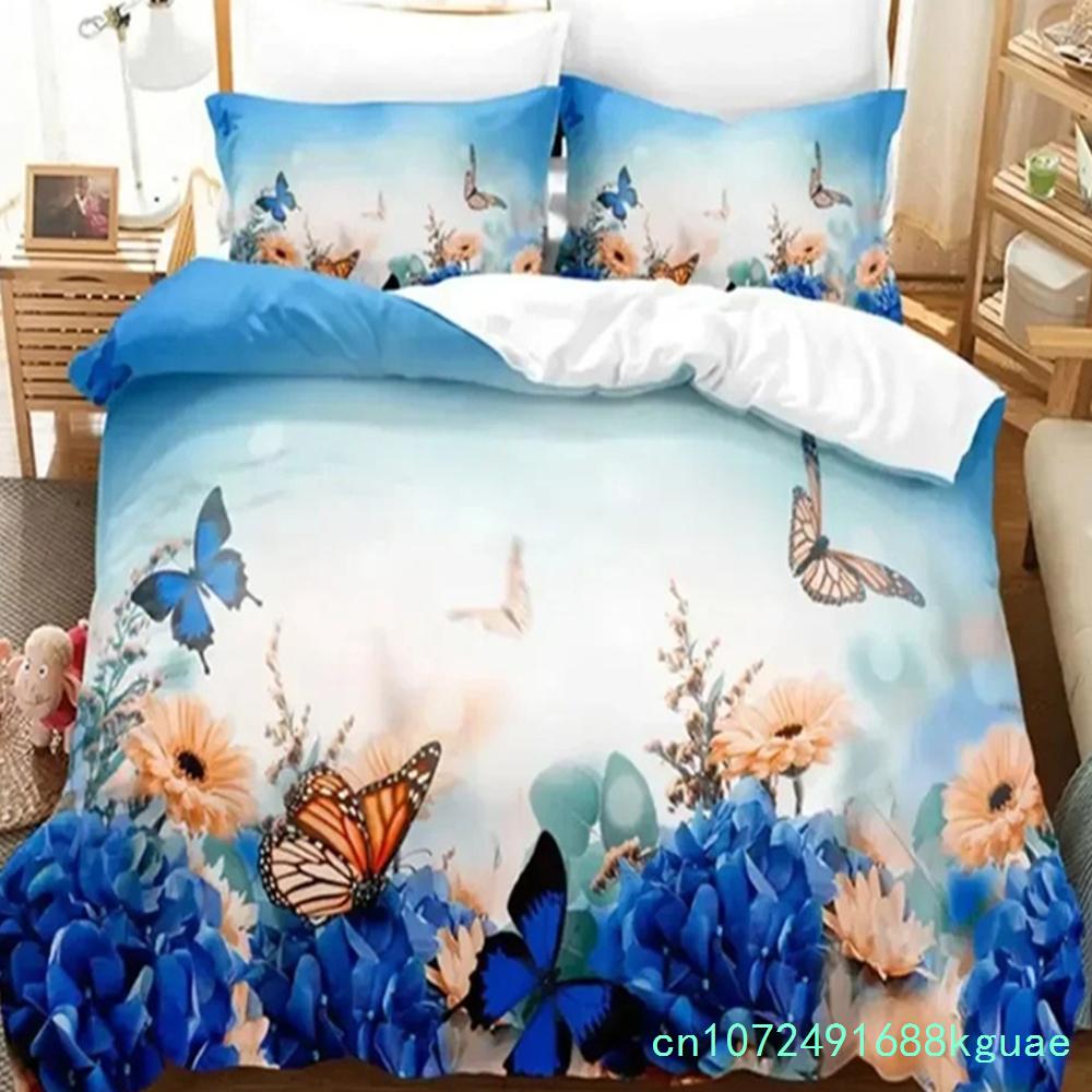 Комплект постельного белья Flower Butterfly, пододеяльник, комплект постельного белья с 3D-печатью, комплект постельного белья размера Queen, модный дизайн