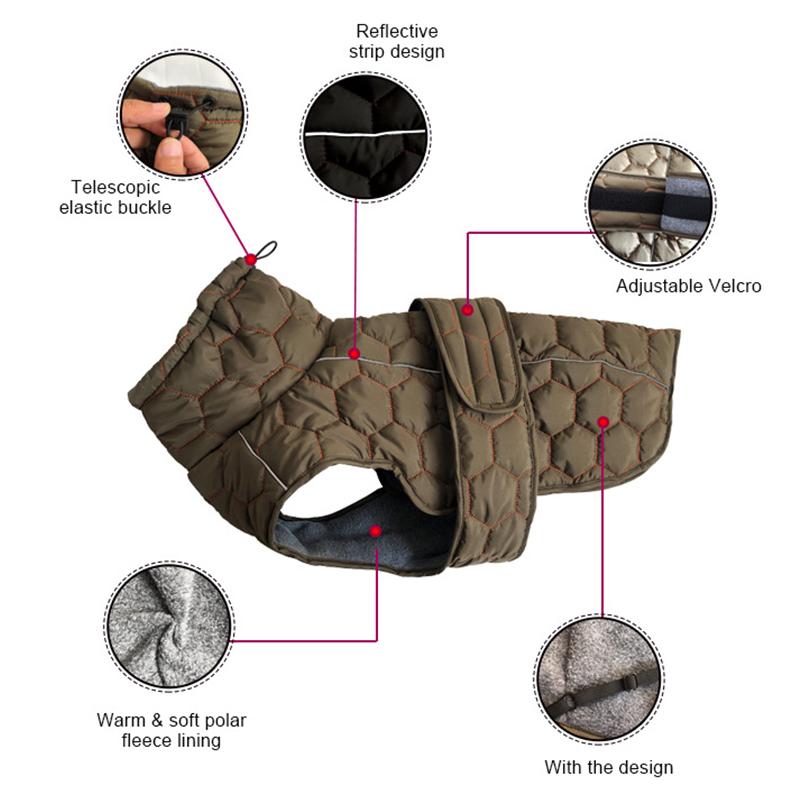 Зимняя куртка для собаки, светоотражающий комбинезон, теплое пальто с флисовой подкладкой для маленьких и средних собак, питомец, уиппет, грейхаунд, зимняя теплая одежда