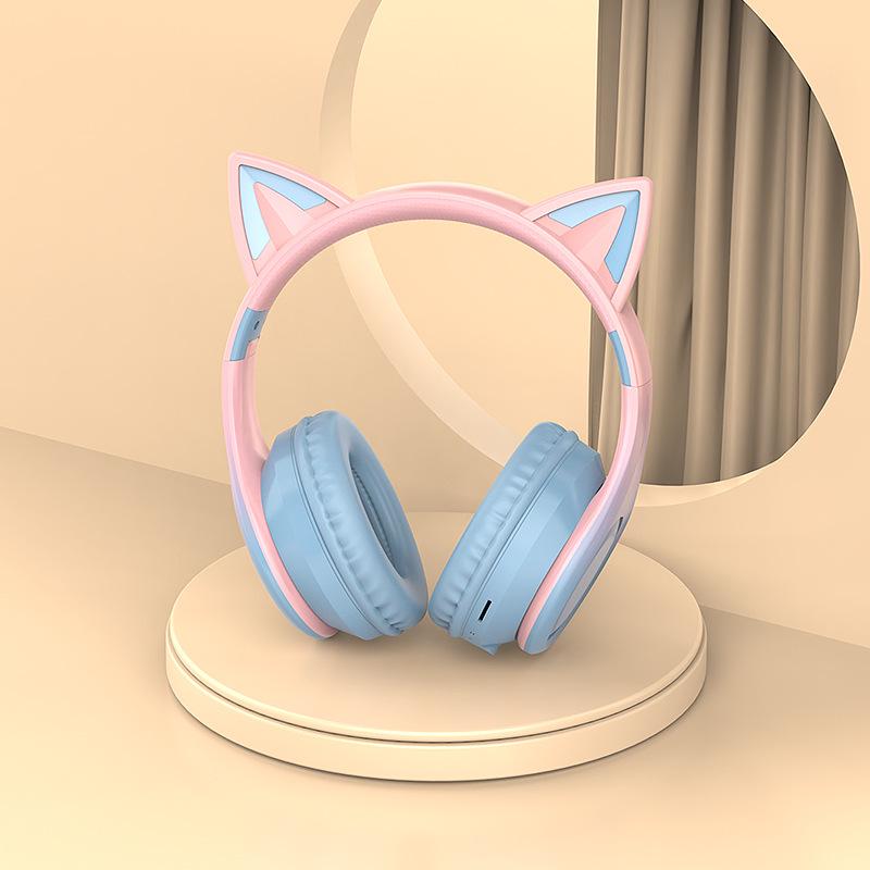 Милые Bluetooth-наушники с кошачьими ушками для детей – Для онлайн-уроков, музыки, стриминга, киберспорта с креативным дизайном (5,3)
