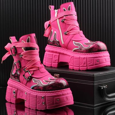 2025 Осень и Зима Новые Ботинки в Британском Стиле на Толстой Подошве для Мужчин, Увеличивающие Рост на 8 см, Тренд Панк Локомотив Нишевые Ботинки